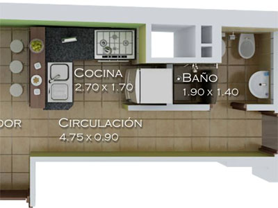 Estar comedor de los apartamentos tipo 1 