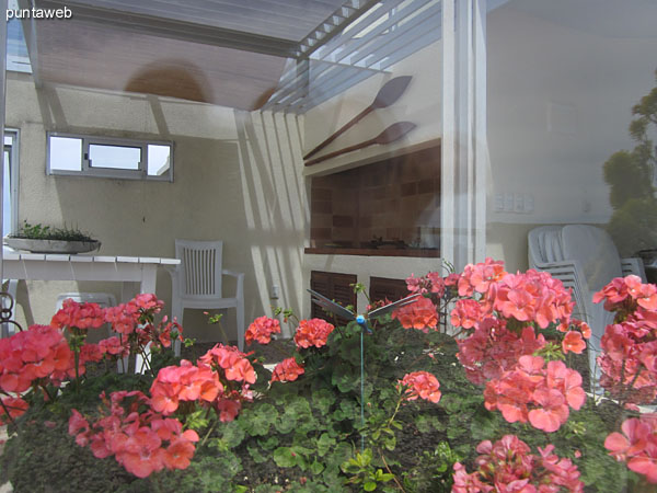 Detail of the table to access to the terrace of the apartment.