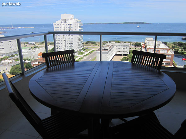 Detail of barbecue in the terrace apartment balcony.