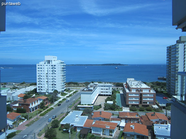The window of the suite offers views over the bay of Punta del Este.