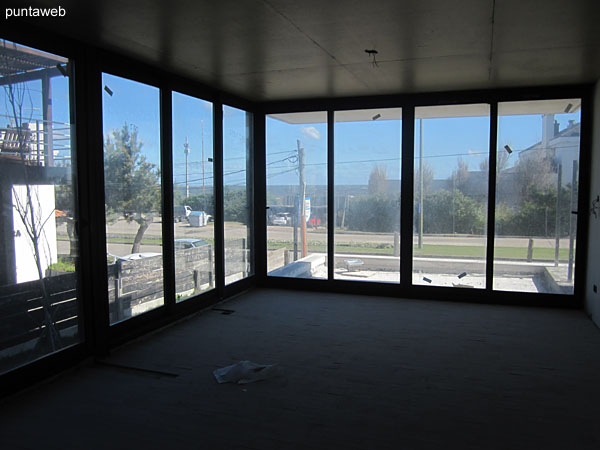 View to the northwest from the apartment to the street at ground floor.