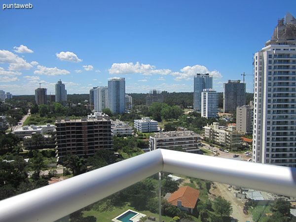 View from the balcony run and shared by the two bedrooms to the west.<br><br>In the background Gorriti Island in the Bay of Punta del Este.