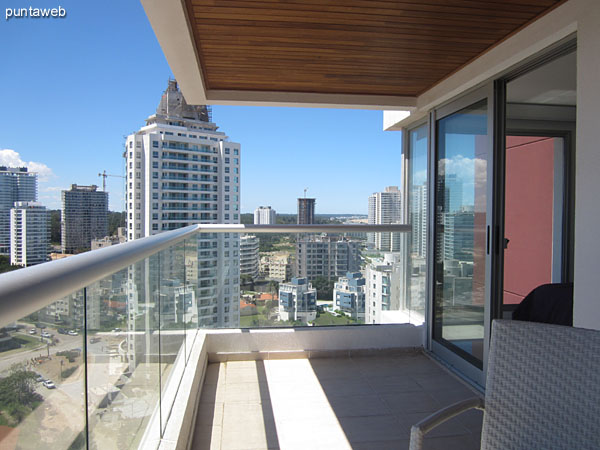 View from the balcony run and shared by the two bedrooms to the west.<br><br>In the background Gorriti Island in the Bay of Punta del Este.