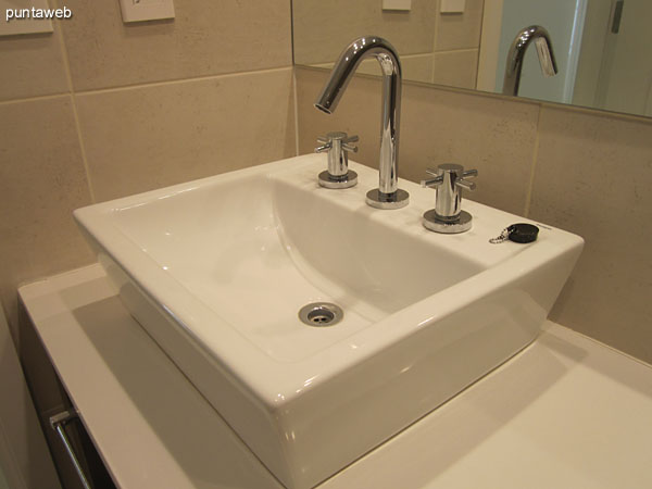 Detail of taps and sanitary ware bathroom.