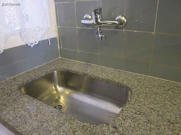 Detail of kitchen layout between countertops.