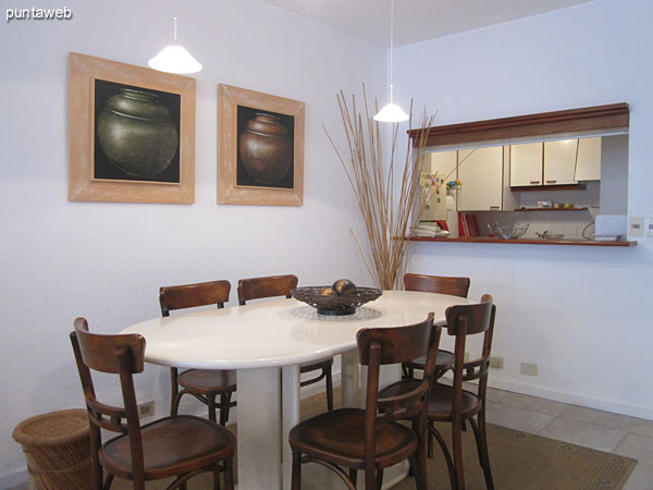 Partial view of dining space to access the apartment.