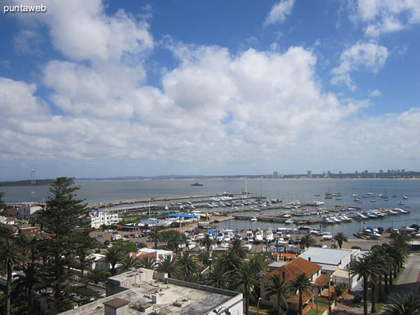 View towards the lighthouse at Punta del Este from the apartment balcony.