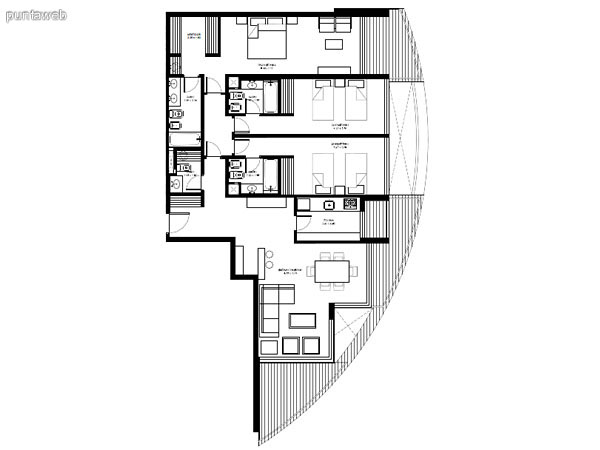 Ubicacin en planta de los apartamentos de la tipologa 03