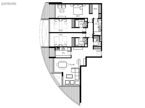 Ubicacin en planta de los apartamentos de la tipologa 07