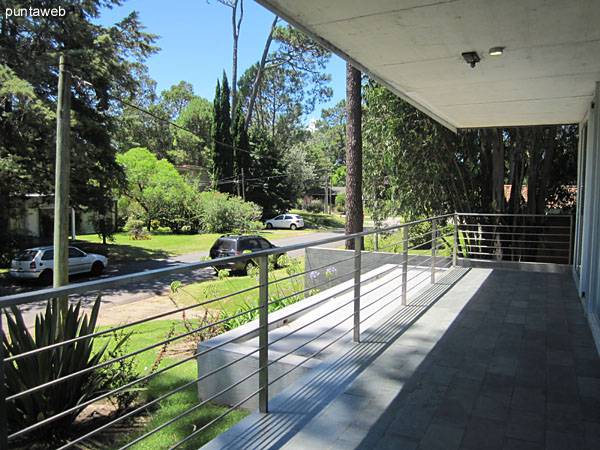 View to the front from the living room on the east facade.