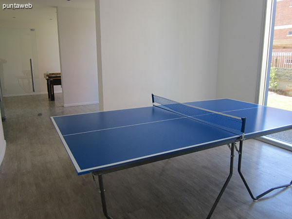 Pool table in the game rooms downstairs.