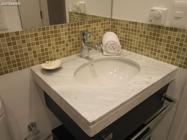 Second bathroom interior. Detail of fittings and fixtures.