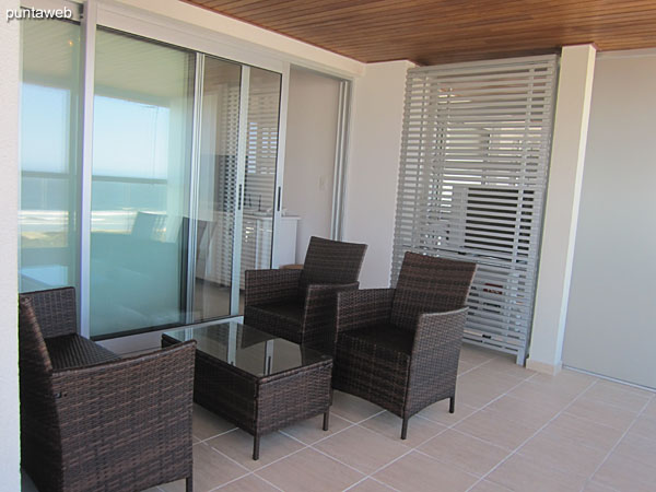 View to Brava beach on the Atlantic Ocean from the balcony of the apartment terrace.