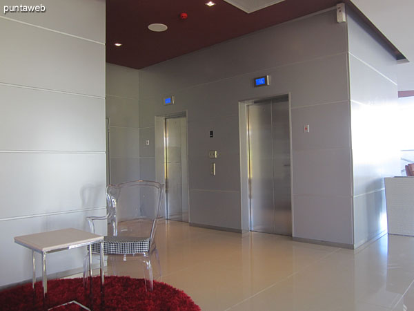 Reflecting pool between the heated pool and the lobby of the building.