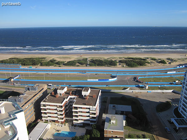 View along the Atlantic coast, beach Brava, from the balcony of the apartment terrace.