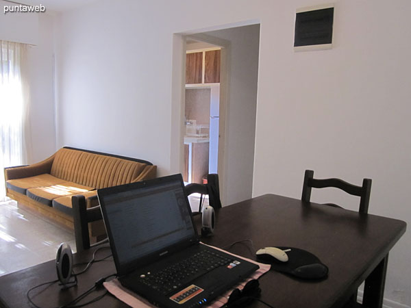 Dining space in the living room. Located at the entrance to the apartment.