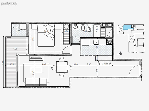 UNIDAD: 106 – 206 – 406 – 905 TIPOLOGIA 1 Dormitorio<br>rea Propia 50 mts.<br>rea Terraza Servicio 1.50 mts.<br>rea Balcn 6.50 mts.<br><br>UNIDAD: 306 – 506  806 TIPOLOGIA 1 Dormitorio<br>rea Propia 50 mts.<br>rea Terraza Servicio 1.50 mts.<br>rea Balcn 5.50 mts.