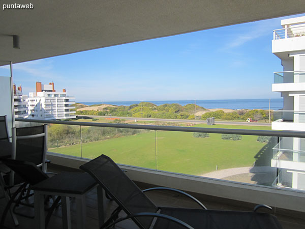 View to the front of the Brava beach from the master suite.<br><br>This window provides access to the terrace balcony.