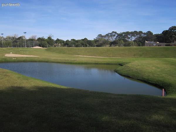 Golf course with eight holes.