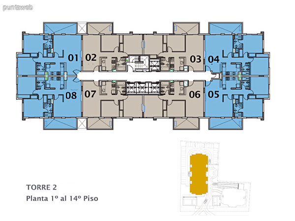 Planos de torre I Apto.04 y 05.<br>Tipologia 3 dormitorios 2 baos.<br>