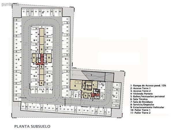 Plano de ambas torres en Planta Baja.