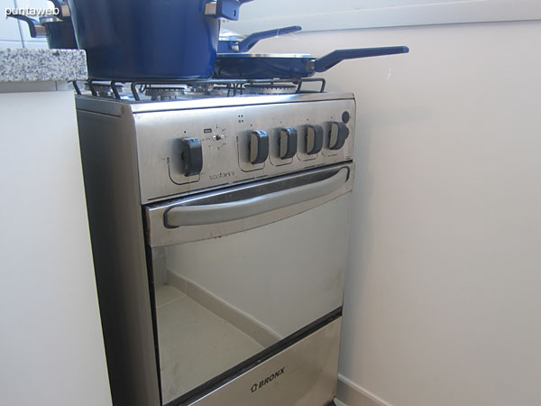 Gas stove with four burners.