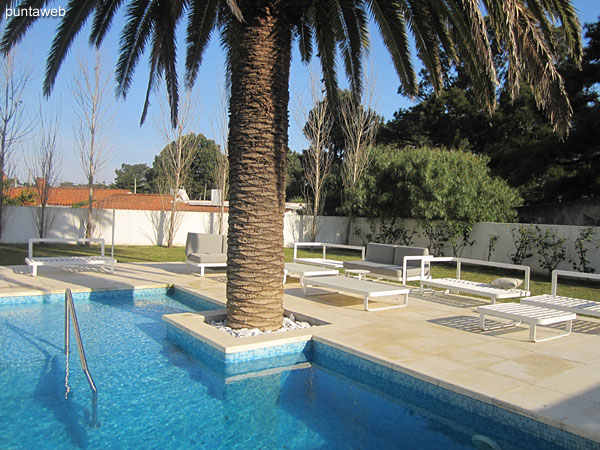 Outdoor pool. very sunny area located north side of the building and the property.