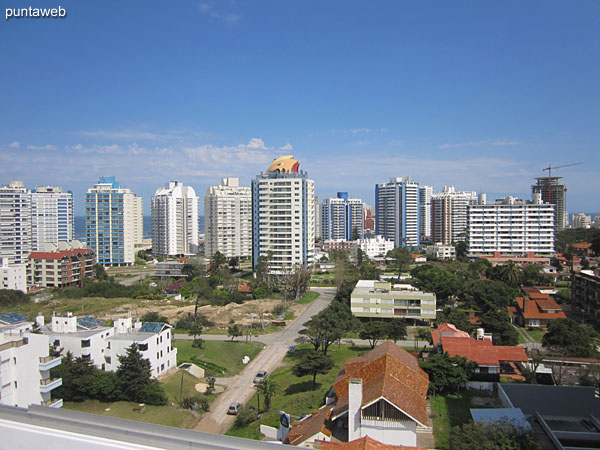 View of the surroundings about residential neighborhood and neighboring buildings from the terrace of the building.