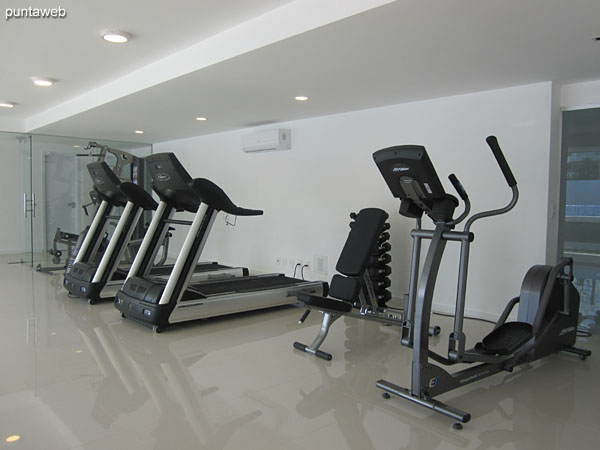 Fitness center. Located on the ground floor the quiet part of the building. Equipped with tapes, fixed bikes and equipment of weights.