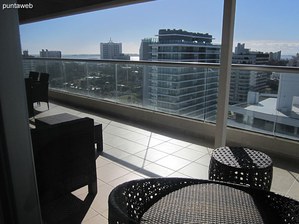 View to the west on the evening of Punta del Este from the suite.