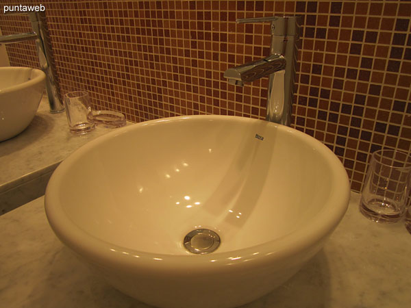 Bathroom with double vanity in the suite.