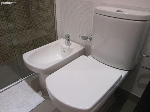 Detail of single handle faucet in the second bathroom.