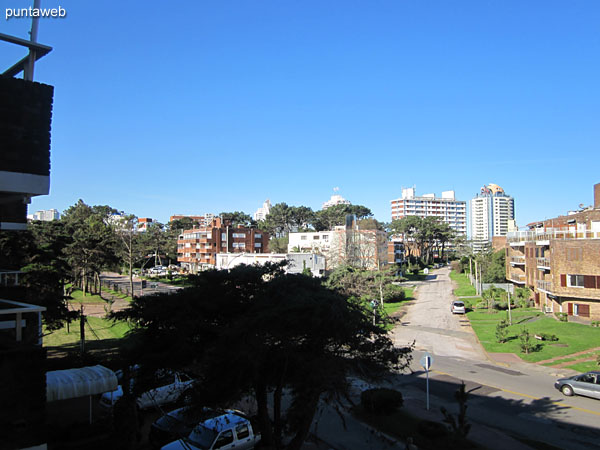 View from balcony terrace to the east on residential neighborhood.
