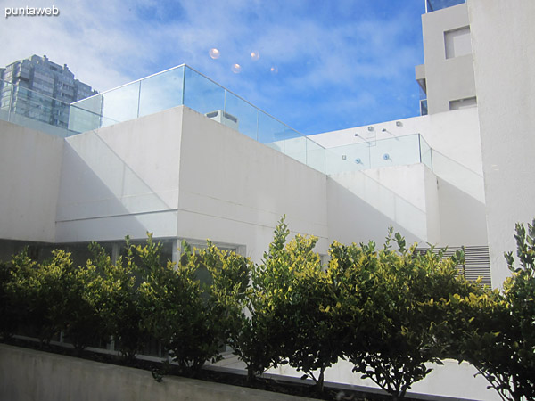 View inside the building's pattern from the living room window.