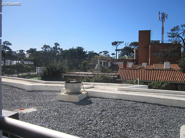 View towards the quiet part of the building from the terrace balcony next to the exit of the kitchen.