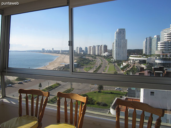 View towards the bay of Punta del Este along the Mansa beach from the enclosed balcony.