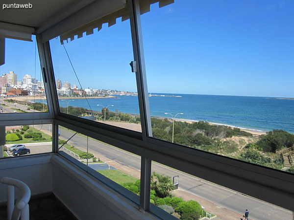 View towards the yacht port of the peninsula from the balcony window closed terrace.