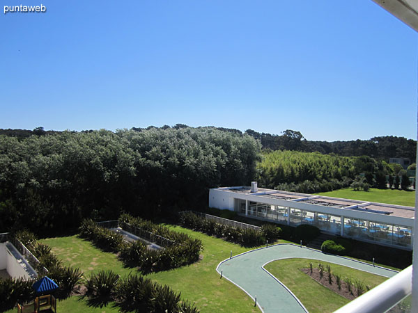 View from the window of the suite on the side of the set and barbecue area.