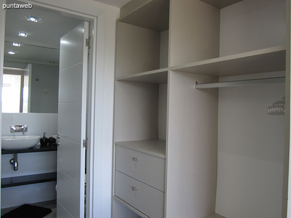 Closet detail and shelves in the suite.