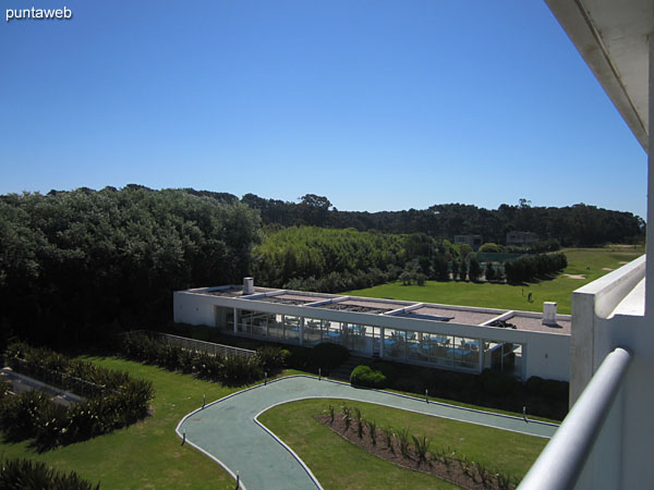 View from the window of the second bedroom on the east side of the set and the barbecue.