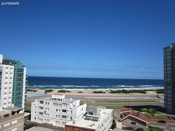 View to the sea on the Brava beach from the terrace balcony of the apartment.