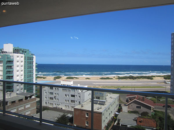 View to the sea on the Brava beach from the balcony terrace.