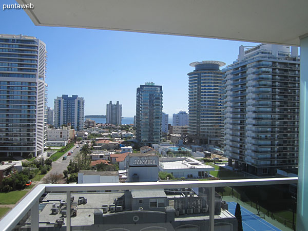 View towards the west over the sunset from the main terrace balcony of the apartment.