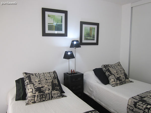 Second bedroom Located towards the west side with access to own terrace balcony.<br><br>Equipped with two single beds.