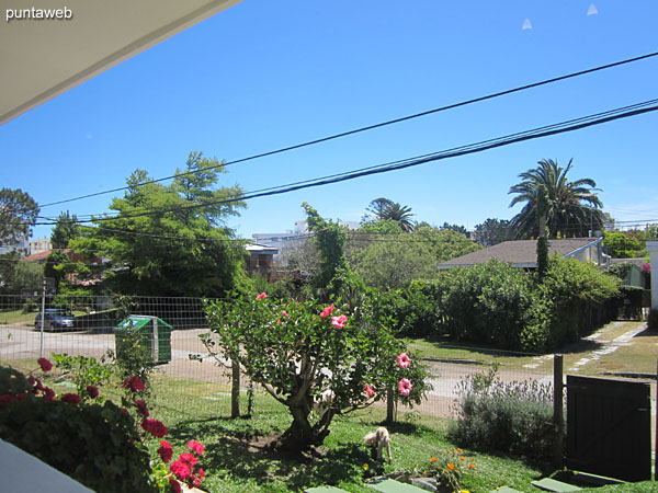 View along the side street of the building from the apartment.