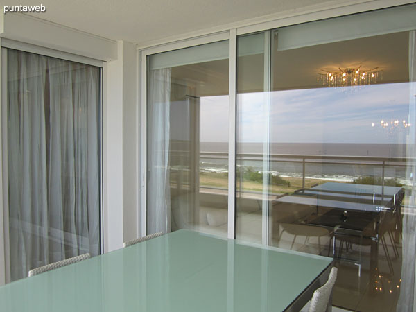 Balcony terrace of the apartment, accessible from living room and master suite.<br><br>It has a barbecue.