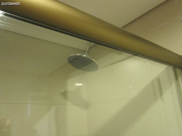 Detalle de la ducha y mampara de ba�o en el ba�o de la tercera suite.