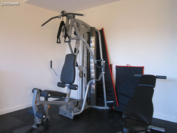 Fitness center. Well equipped and overlooking the surrounding garden.