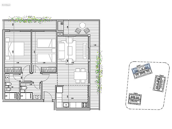 Tipologa C 2 dormitorios<br>Unidades 013 – 016 – 116 al  516 – 120 al 520 Bloque C<br><br>rea Total: 93m<br>rea Interior: 66m<br>rea Terraza: 20m<br>rea bien comn: 7m