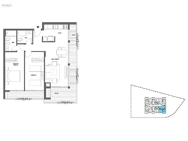 2 dormitorios – Niveles 2,3 y 4<br>201 – 301– 401<br><br>Área Total: 94m²<br>Área Interior: 72m²<br>Área Terraza: 22m²